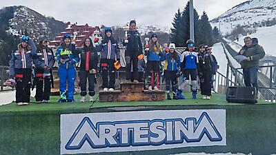 1_podio_Gigante_Allievi_F_Trofeo Peira Impianti_Artesina_19_01_2024