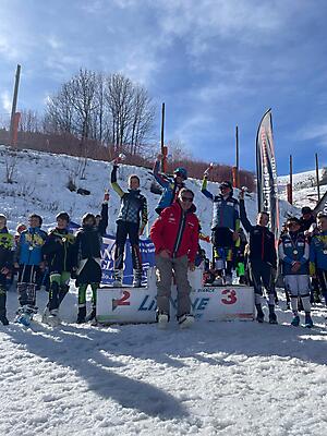 2_podio_Cuccioli_M_Slalom_Trofeo Banco Azzoaglio_Limone_18_02_2024